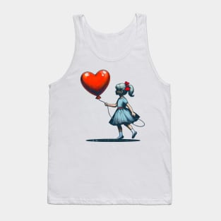 Heartfelt Affection: Girl with Heart-Shaped Balloon Valentine's Day T-Shirt Tank Top